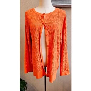 Pendleton Women's Silk Cable Knit Button Front‎ Cardigan Sweater Size 1X Orange